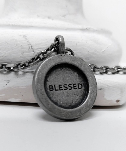 【Blessed Bullet】圓形標誌鏈項鍊_深銀